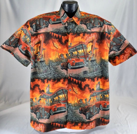 Zombie and Hot Rod  Hawaiian Shirt- Made in USA